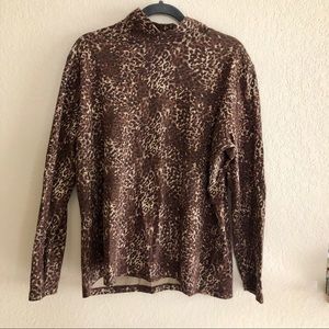 Jones New York brown leopard print mock neck, 1X